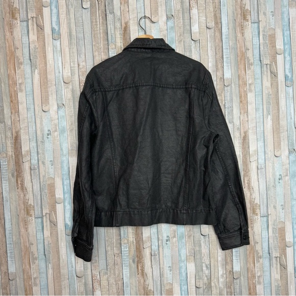 James Perse L Men’s Black Coated Cotton Jean Jacket Utility Denim Zip Front $395 - Picture 6 of 13
